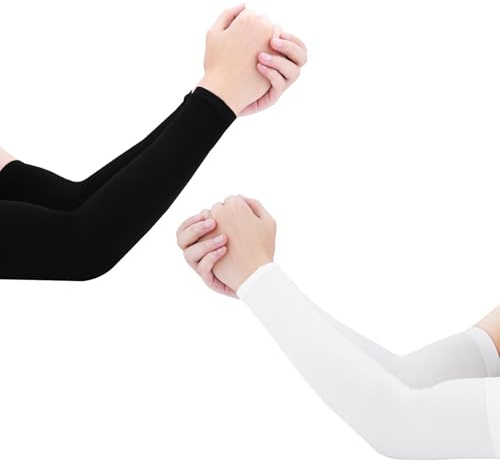 Yesimola Mangas de Protección Solar, 2 pares Mangas de Compresión de Brazos, Mangas del Brazo, Protección UV, para Deportes Ciclismo Baloncesto Corriendo Golf (Mujer Hombre)
