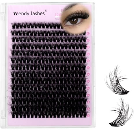 WENDY LASHES Cils Individuels 50D(3D) Wispy Faux Cils Naturels 10-18mm | Cluster Extensions Cils Réutilisables Faux Cils Segmentés Maquillage DIY à la Maison