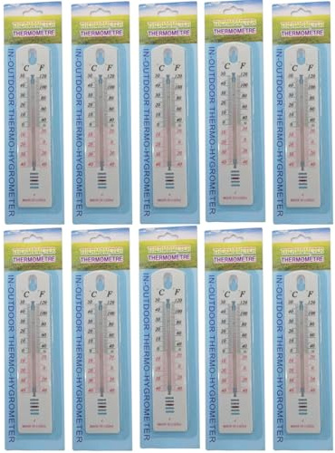 10 x analog inomhustermometer, hög noggrannhet, rumstemperatur inomhus, analog inomhustermometer, lätt avläsbar temperaturdisplay, trädgårdsväggtemperaturmätare för växthus, hus, 19,5 x 4 cm