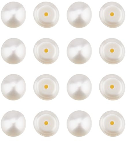Hobbspring 18 cuentas de perlas naturales de agua dulce redondas cultivadas sueltas AAA naturales medio perforadas para joyas, collares, pulseras, aretes, manualidades