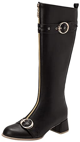 cfpqv Stivali da equitazione, da donna, in pelle, da equitazione, da donna, sopra il ginocchio, da cowboy, per autunno e inverno, da lavoro, Nero , 42 EU