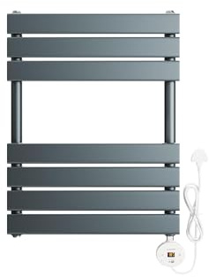 ELEGANT 400W Smart WiFi Thermostatic Bathroom Heated Towel Rail, Vertical Wall-Mounted Electric Radiator with Timer & LCD Display, Energy Efficient for Bathroom, Anthracite 650 x 400mm