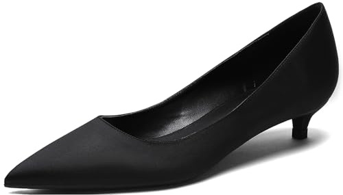 Qynthra Tacchi da Sposa Donna Tacco Kitten Punta A Punta Raso Ballerine per Sposa E Cerimonia Dettaglio Fiocco Classico Soletta Comfort Taglie,Nero,43 EU