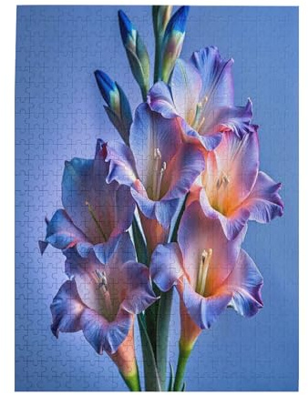1000 Piece Vibrant Gladiolus Flowers Jigsaw Puzzle for Adults Beautiful Wooden Floral Artwork Challenging Relaxing Brain Exercise Stunning Home Decor Gift