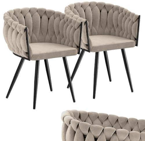 skølm Sudri Esszimmerstühle Macchiato 2er Set, Samtbezug, Metallgestell | Esszimmermöbel, Küchenstuhl höhenverstellbar, Armlehnstuhl, Schalenstuhl bis 120 kg, für Esszimmer & Küche, 54x58x76 cm