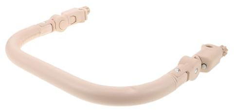 BAZEITFLOW Poignée de Poussette Extensible en PU Mousse et Fer Garde-Corps de Sécurité pour Tout-Petit Accoudoir Avant Réglable Couleur Beige Clair Accessoire Poussette pour Balades en