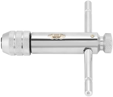 Generic Giramaschi a Cricchetto Strumento Efficiente per Set di Maschi e Matrici, Giramaschi a Cricchetto con Impugnatura a T Resistente Alla Ruggine per Spazi Ristretti, Realizzato in Acciaio per