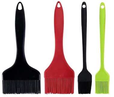 DASHUI 4er Set Backpinsel Silikon, Silikonpinsel Küche 21cm Länge, Breiter Ölpinsel Kochpinsel, 9.1/7/ 3.2cm(2pcs) Breiter Kochpinsel, für Kochen, Bbq Grillen