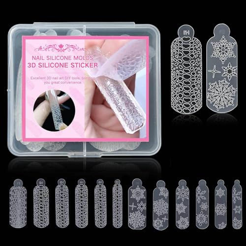 Moule à ongles en silicone pour créer des motifs 3D flocon de neige et léopards