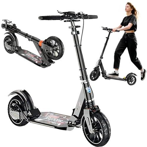 CXYTX Cityroller Scooter (200×50mm) PU Big Wheel, Doppelte Stoßdämpfer | ABEC-9 Kugellager - City-Roller Scooter klappbar und Höhenverstellbar - Roller Kickscooter für Erwachsene-Kinder