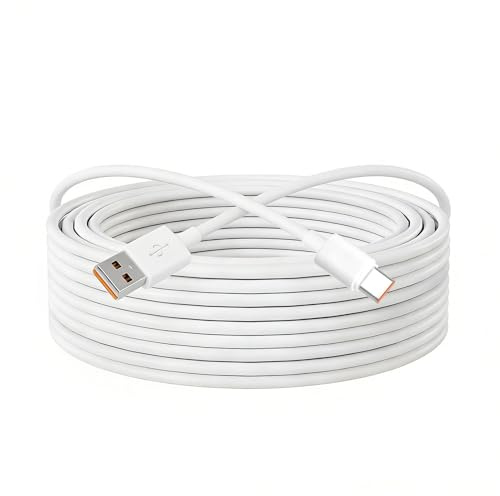 Funver 8 Meter Extra Long USB Cable, USB A to USB C 5V 6A Extension Power Charging Cord for Security Cameras Ring Blink Eufy Smartphones Gaming Controllers and Tablets White (26ft)