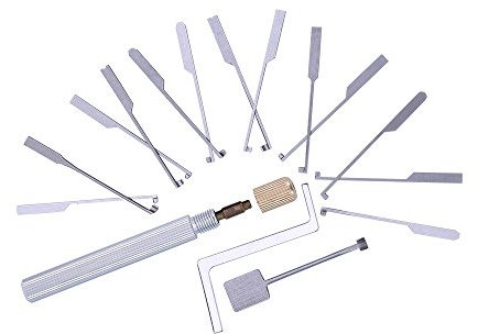 Loboo Idea Juego de 15 ganzúas Kaba para cerrajeros principiantes y profesionales, herramientas de cerrajero Kaba para cerrajeros de doble extremo abierto.