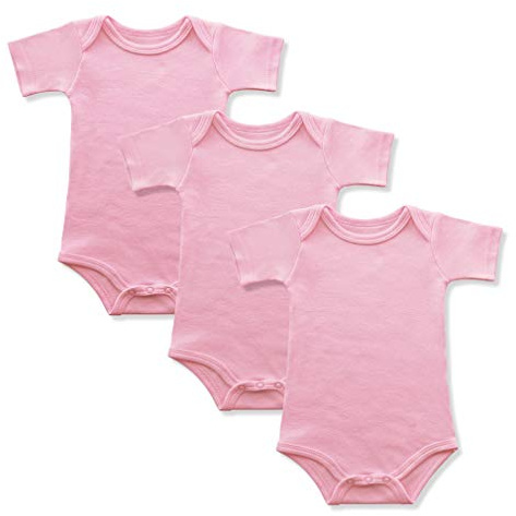 BINIDUCKLING Body Bébé Garçon,Mixte Bébé Fille Croisé Laine Manche courte lot de 3,Rose0-3m