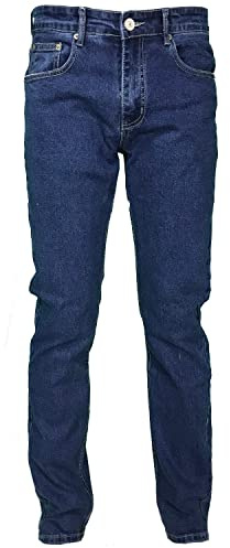 Jeans Uomo 5 Tasche Denim Regular Fit Gamba Dritta Elasticizzato Vita Alta
