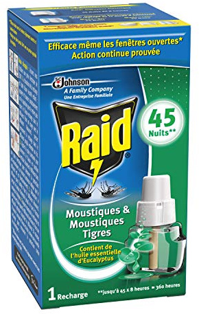 Raid - Lote de 3 recambios eléctricos de 45 noches de eucalipto, ventanas abiertas, insecticidas