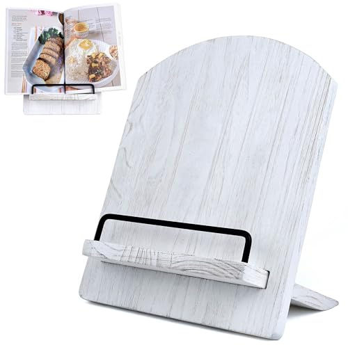 Cookbook Stand Wood Cookbook Holder: Recipe Book Holder for Counter - Wooden Cookbook Stand for Kitchen, Dining Room, Farmhouse - Adjustable Cookbook Recipe Stand