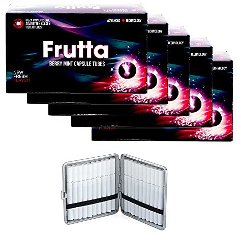 Sunmondo Frutta Click Hülsen mit Beeren-Minze-Geschmack - 500 Stück in 5 Packungen - Berry Mint Aroma - inkl. Etui