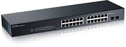 Zyxel 24-porte Gigabit Switch | Gestione Smart | Montaggio in rack e senza ventola | VLAN, IGMP, QoS | Garanzia a vita [GS1900-24]
