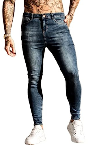 Osheoiso Vaqueros Rasgados de Hombre Skinny Denim Jeans Hip Hop Slim Fit Pantalone Casuales Elasticos Agujero Pantalón Jeans Largo Hombre Vaqueros Ajustados