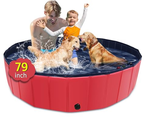 CACSPS Faltbarer Hundepool, 200,7 x 35,6 cm, Kinderpool mit hartem Kunststoff, rutschfeste Hundebadewanne für den Außenbereich, Hinterhof, zusammenklappbarer Hundepool für Kinder, Hunde, Haustiere