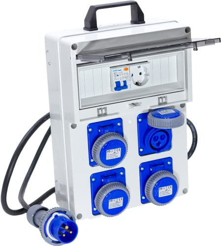 ELETTROWATT - Quadro Elettrico di Distribuzione Industriale da Cantiere ASC Portatile - 4 Prese CEE IP67 da 16A - Magnetotermico da 16A - Con Presa Schuko extra - Quadro Monofase Con Certificazione