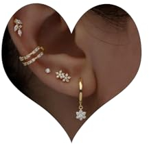 Piercing Ohr Gold Ohrringe Set für Mehrere Ohrlöcher Helix Piercings für Damen 14K Vergoldet Kleine Ohrstecker Set Creolen Gold Ohrringe Knorpel Ohrstecker Conch Tragus Piercing Gold