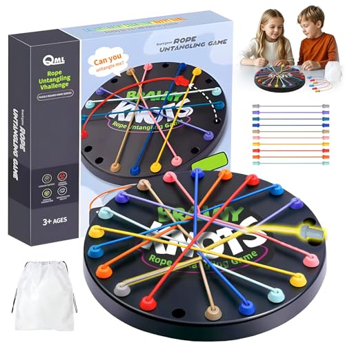 Tableau de jeu Brainy Knots Twisted Rope, Jeu de Stratégie de Table de Démêlage de Corde, Jeu Interactif de Défi de Corde, Jouets de laçage central pour enfants et adultes, Juguete de Tiro (A)