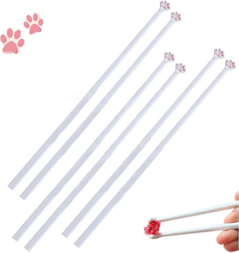 Cat Paw Chopsticks Reusable Non-Slip Chopsticks Easy to Grip Lightweight Unique Cute Pink Paw Prints Chinese Chopstick Lightweight Chop Sticks Animals Chop Sticks for Cat Lovers (Three Pair)