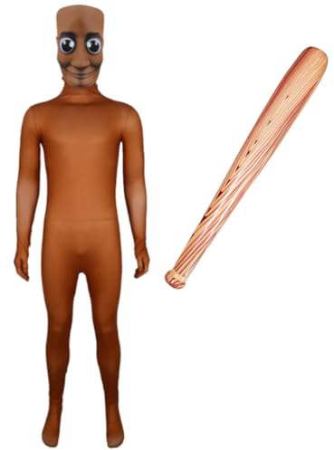 Barn, italiensk brainröd, cosplay, dräkt, Tung Tung, Sahur overall med mask, uppblåsbar klubba för halloween, karneval och fest, pojkar, flickor, outfit set 1# + mask + uppblåsbar stav 120