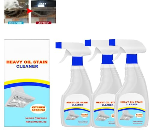 Schweres Öl Flecken Reiniger Küche,All Purpose Heavy Duty Küche Reiniger Spray für Öfen, Glas Top Herde & harte Ölflecken,Starke Grill Reiniger für Restaurant,Fett Entferner für Topf (3)