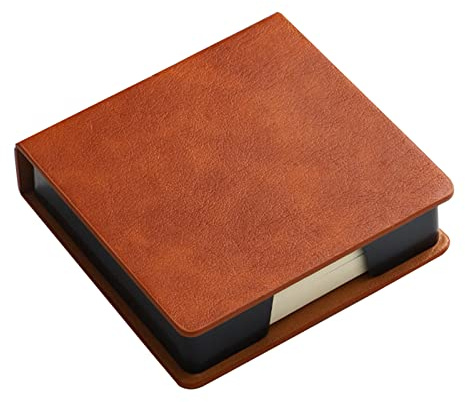 Maxtonser Soporte para bloc de notas de piel, soporte para tarjetas de nombre, dispensador de notas adhesivas para estuche con tapa para oficina, escuela