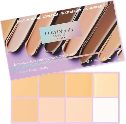 Palette di correttori Pimby, palette di 8 tonalità di correttori in crema soft matte, palette di fondotinta idratante e waterproof per una copertura intensa, cremosi e non irritanti,Light color