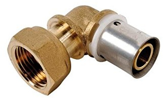Dipra 738034 Raccord PER à Sertir Coude à Ecrou Tournant, Femelle F12/17, diamètre 12mm