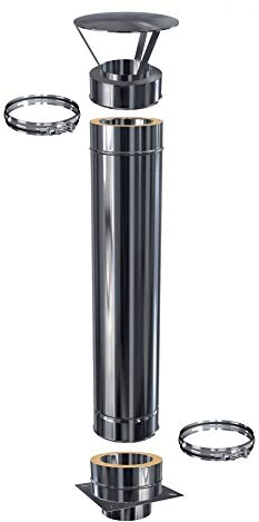Schornsteinverlängerung Kaminverlängerung doppelwandig DW 150 Höhe 0,5 m / 0,5 mm