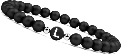 GD GOOD.designs Armband mit Buchstaben L I Pärchen Partnerarmband mit Perlen (Buchstabe L) - Geschenk für Sie und Ihn