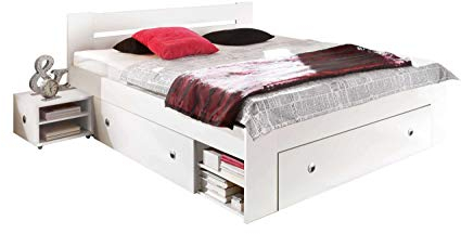 Avanti Trendstore - Stefan - Futonbettgestell mit 2 Nachttischen und 3 Bettschubkästen inklusive, aus Holzdekor. 2 erhältlich, Maße BHT: Bett 145x86x204cm, Nachttische 40x30x40cm