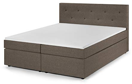 Traumnacht Boxspringbett, mit 7-Zonen Tonnentaschenfederkernmatratzen (H2) und Komfortschaumtopper, leichter Aufbau, produziert nach deutschem Qualitätsstandard, 180 x 200 cm in hellbraun