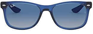 Ray-Ban Junior RJ9052S New Wayfarer Square Sunglasses, Transparent Blue/Light Grey Gradient Dark Blue, 48 mm