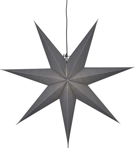 Weihnachtsstern Ozen von Star Trading, 3D Papierstern Weihnachten in Grau, Dekostern zum Aufhängen mit Kabel, E14 Fassung, Ø: 70 cm