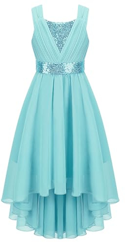 CHICTRY Kids Girls Sequin Asymmetrical Bowknot Birthday Party Prom Wedding Flower Dress