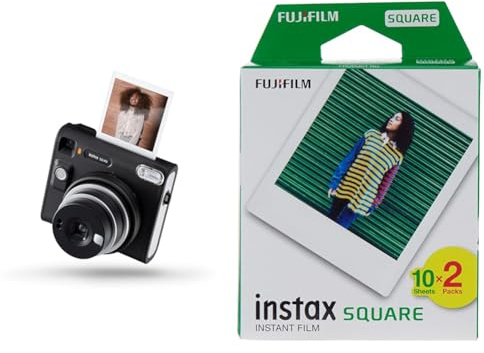 Fujifilm instax SQUARE SQ40 - Fotocamera Istantanea + Confezione da 20 Pellicole Istantanee instax SQUARE, Stampe Formato Quadrato 62 mm x 62 mm