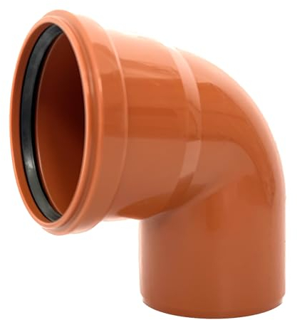 KG Bogen DN 110/90° PVC-U SN8 Winkel | Bogen mit Dichtung | für externe Entwässerungssysteme | Gummidichtung | Abwasser Installation | Kanalrohrsystem Abwasserrohr