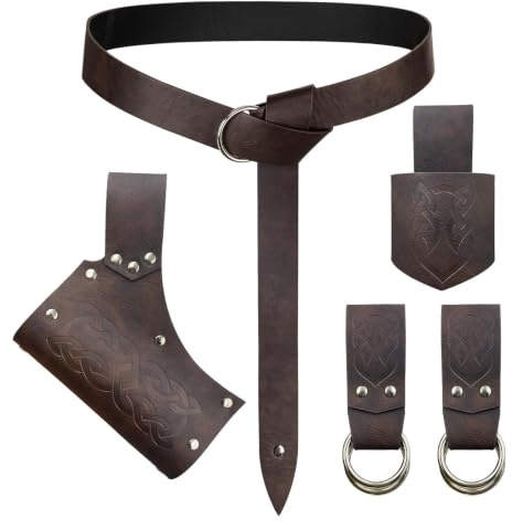 HiiFeuer 5 Stück Mittelalterlicher Gürtel Kostüm Zubehör Renaissance Rock Hike Wikinger Horn Gürtel Holster Dagger Holster Sword Frog