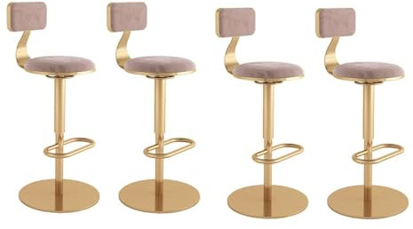 Barhocker 4er Set - Drehbar Stehhocker, Drehbare Barhocker Verstellbaren Barhockern Aus Samt Mit Hoher Rückenlehne, Gepolsterte Moderne Barhocker, Barhocker, Stühle Für Esszimmer/Hausbar/Küche ( Color