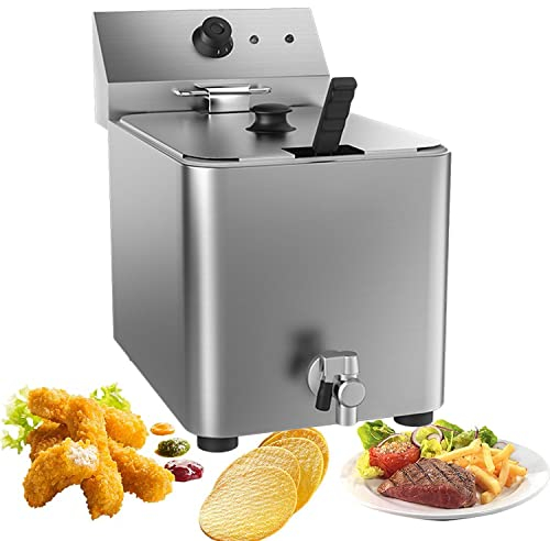 Friggitrice, Padella Elettrica per Chip, Friggitrice con Cestello Rimovibile Elemento Riscaldante Professionale, Friggitrice ad Aria per la Casa Commerciale In Acciaio Inox per Patatine Fritte (Color