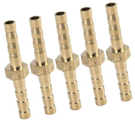 A ABSOPRO Messing Schlauchverbinder Gerade Union Wasser Gas Öl Rohrverbinder für Kraftfahrzeuge 4mm (Packung mit 5)