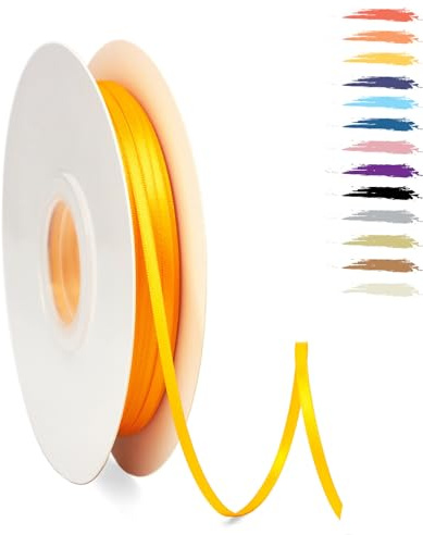 Golden 3mm Satinband 95 Meter, Polyesterband, verschönern Sie Ihre Bastelarbeiten und Feiern, ideal für Geschenkverpackungen, Dekorationen, Hochzeitsautoband, Bänder zum Basteln