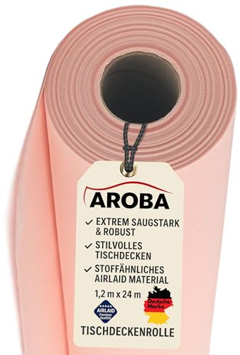 AROBA 1X Airlaid Papiertischdecken Rolle 1,2 x 24 m - Einweg Tischtuch - Stoffähnliche Premium Tischdekoration - Robust & Hoch saugfähig - Für Catering, Events, Hochzeit, Hotel & Party - Rosa