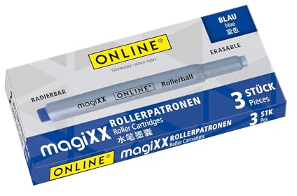 Online magiXX 3x radierbare Tintenpatronen für magiXX Tintenpatronen-Rollerball I Vorteilspack Nachfüll-Patronen königsblau I erasable Rollerball Pen I radierbare Tinte