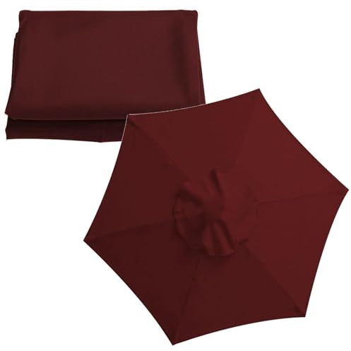 Toile De Auvent De Remplacement pour Parasol 2m/2,7m/, 6 Baleines/8 Baleines Toile De Parasol Déporté Remplacement, Remplacement pour Parasol pour Cour, Piscine, Plage(Color:Claret,Size:2.7m-6arms)